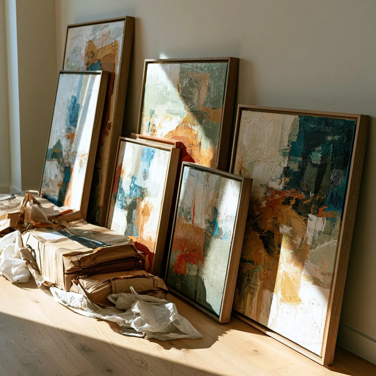 Finished artwork packed and delivered ready to hang
