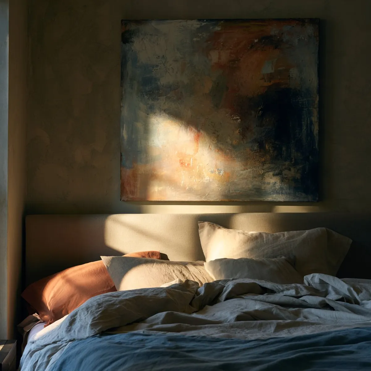 Hand-painted artwork sized to a designed room, detail view