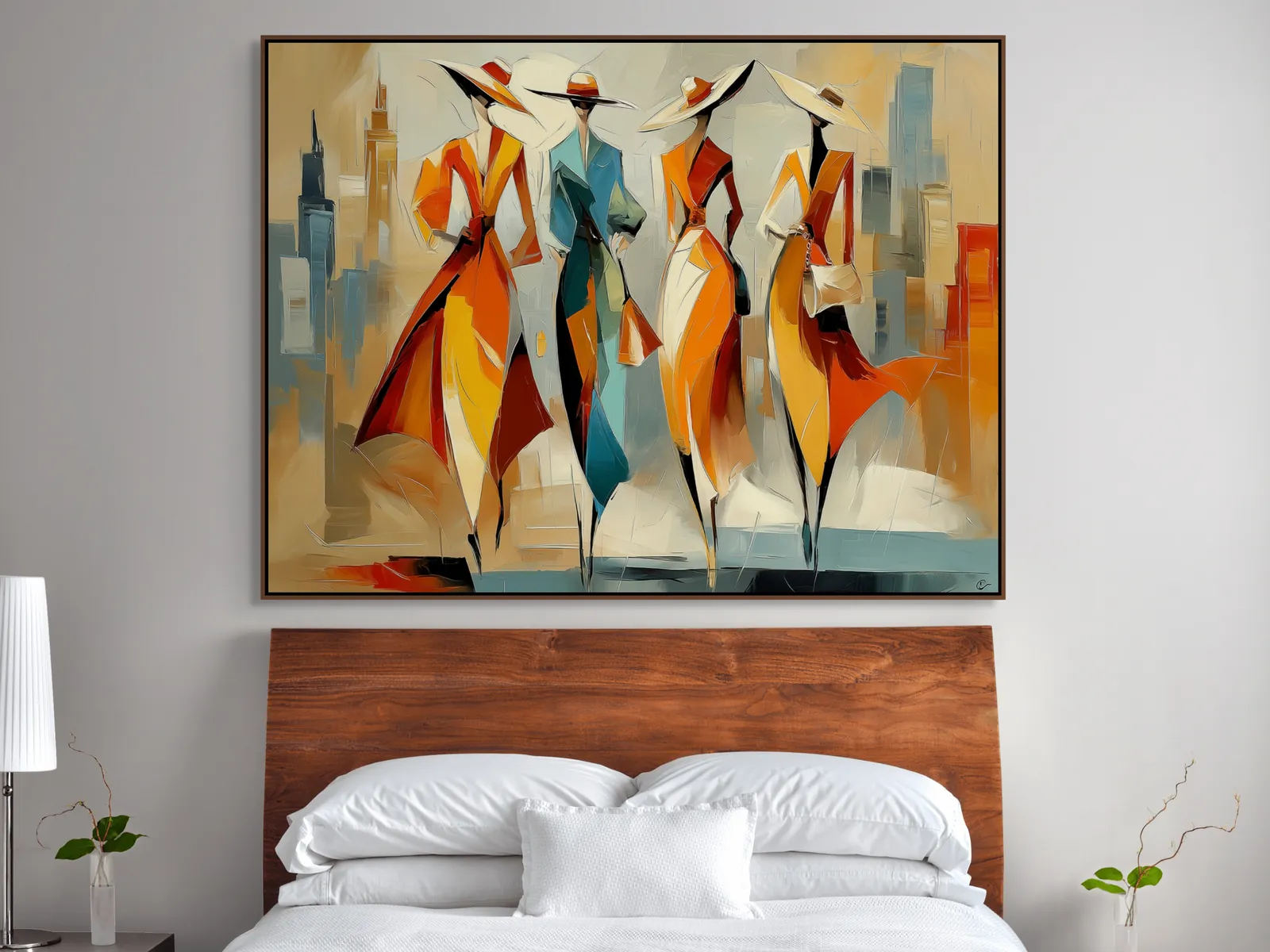 The same space finished with hand-painted art, sale-ready