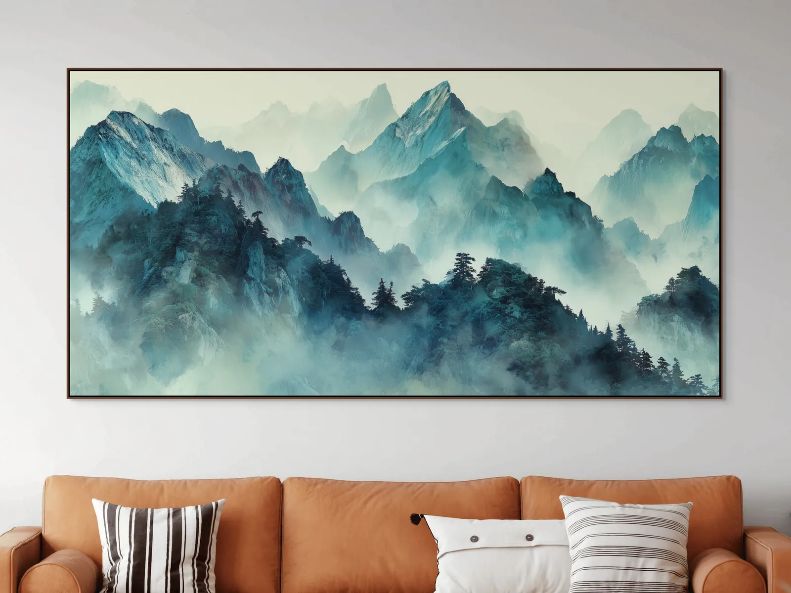 The same room finished with hand-painted art, sale-ready
