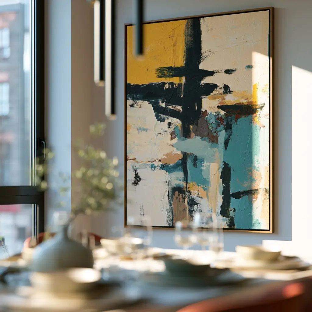 A listing photo where art makes the unit read as move-in ready