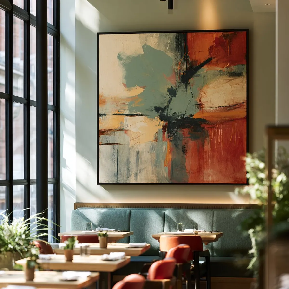 Hand-painted art in a hotel restaurant