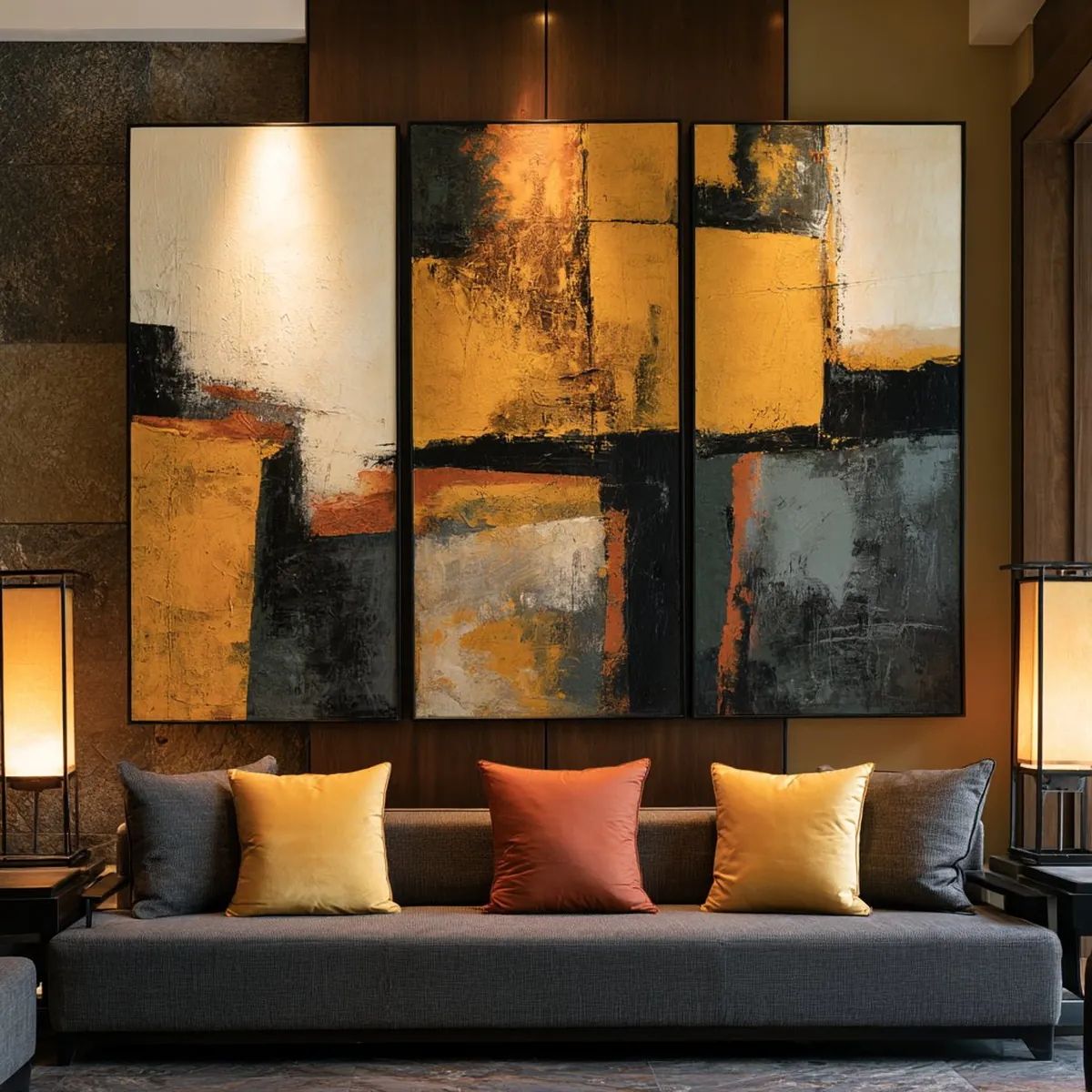 Hand-painted art in a hotel lobby