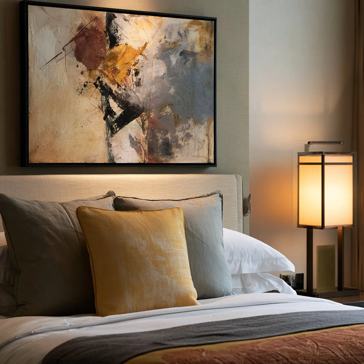Hand-painted art in a hotel suite