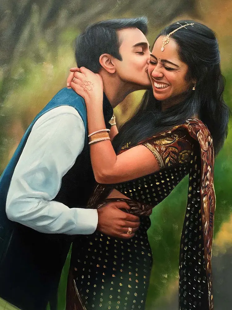 Family portrait — hand-painted portrait 1