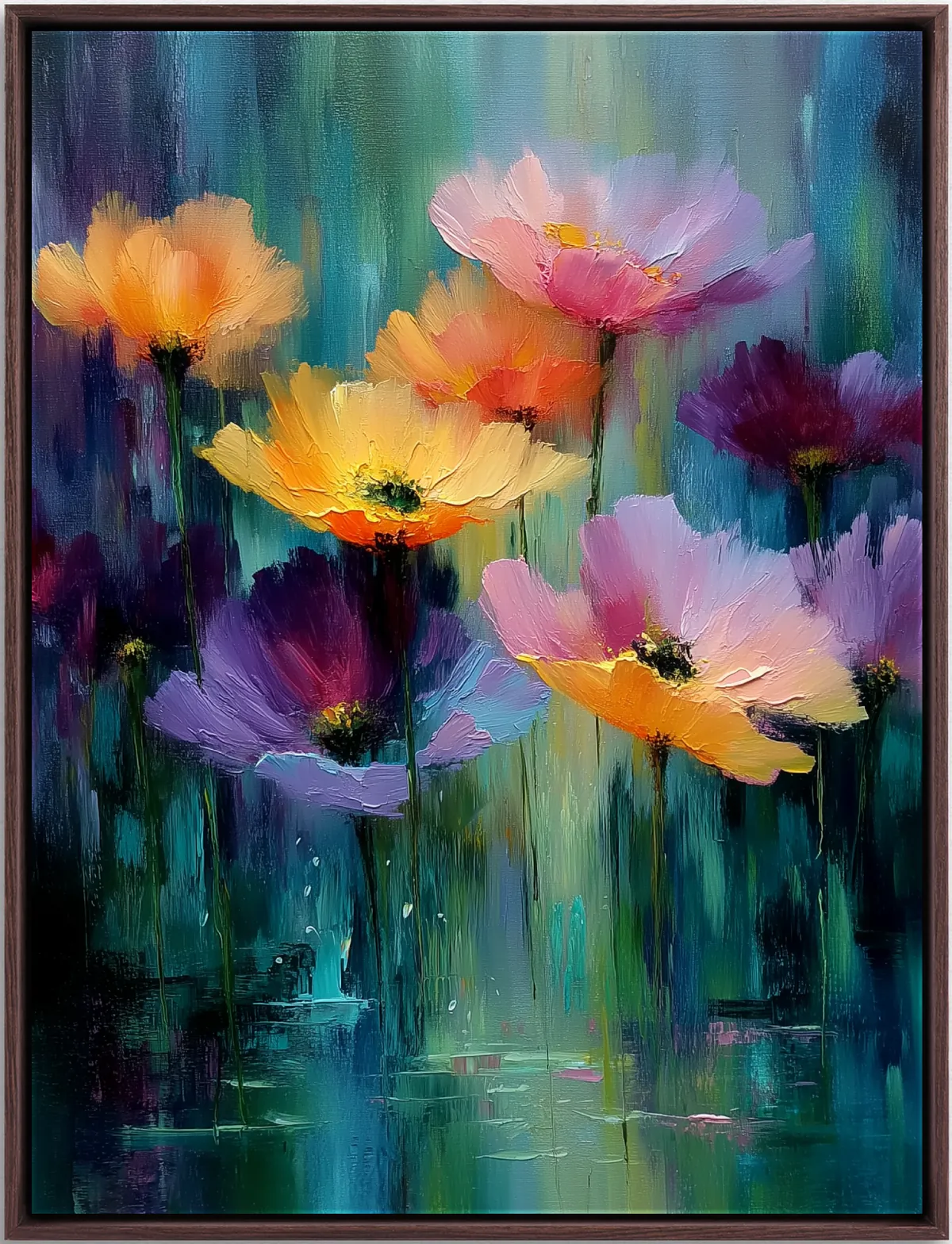 Hand-painted floral artwork